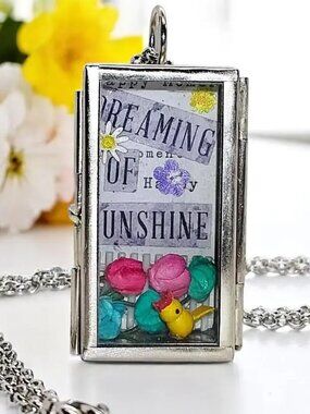 Dreaming of Sunshine Shadowbox Necklace, Inspirational Handmade Jewelry